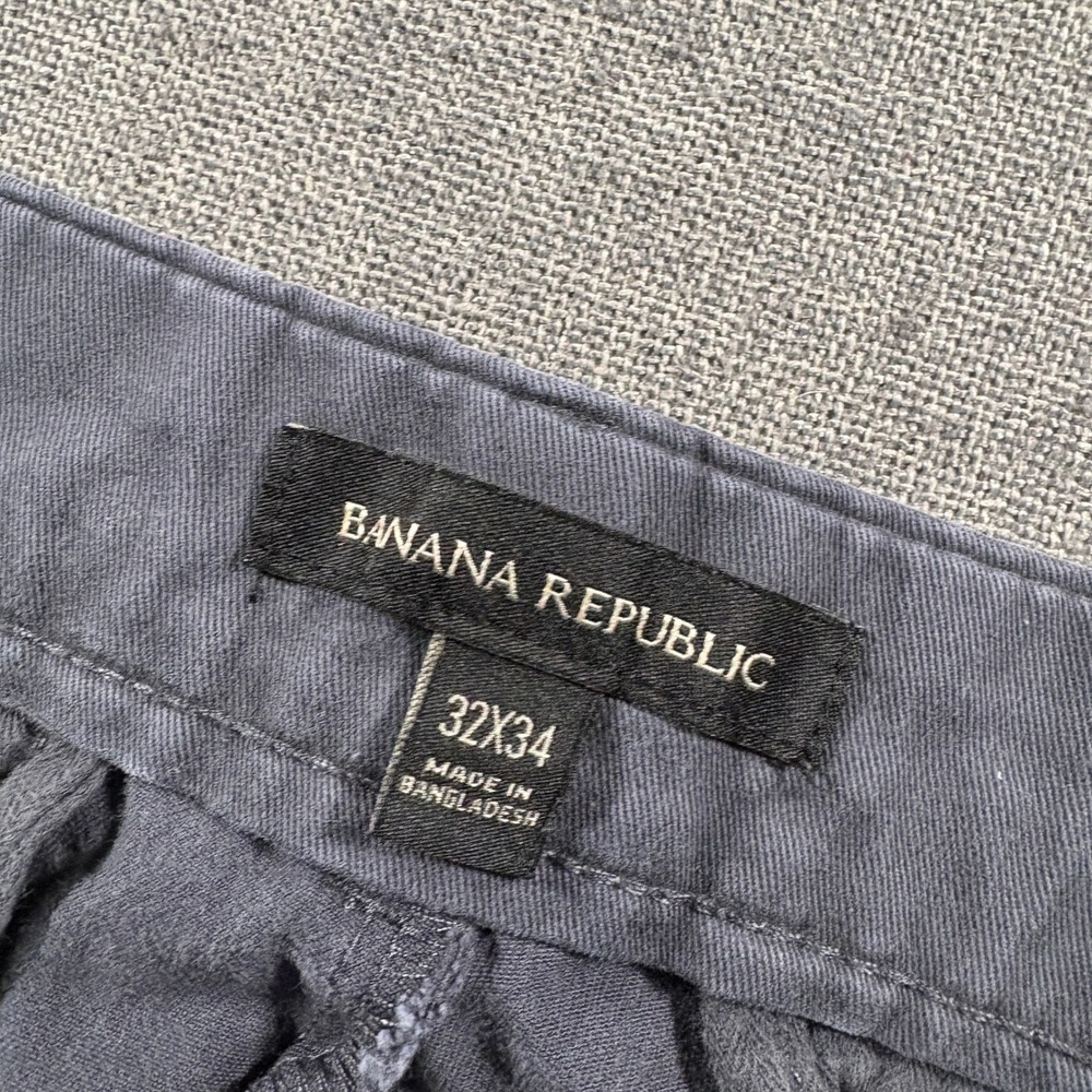 Banana Republic Chino Pants Mens 32x34 Gray Flat Front Cotton Twill Trousers - Picture 4 of 8
